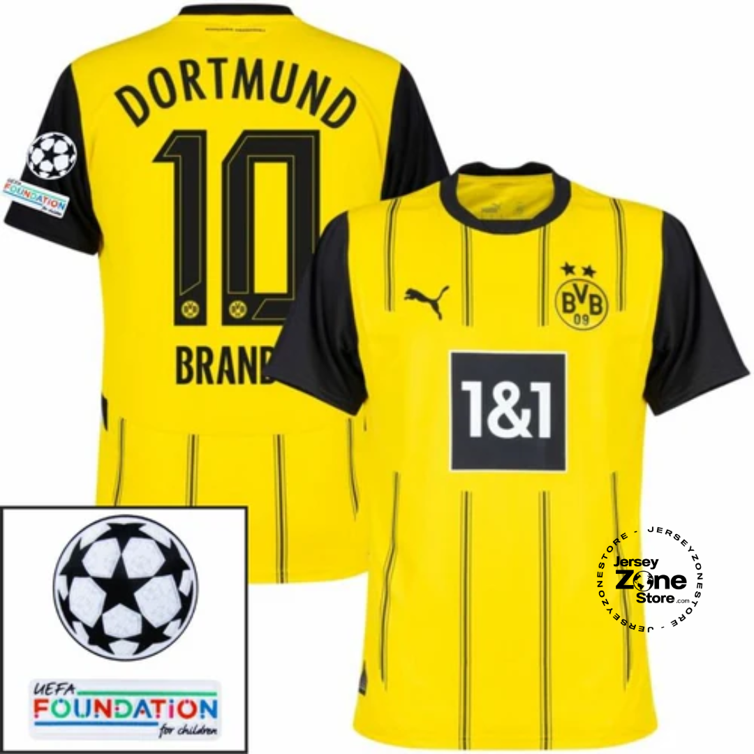Borussia Dortmund Brandt 10 Home 2024/25 Patches UCL UEFA Foundation (Official Printing)