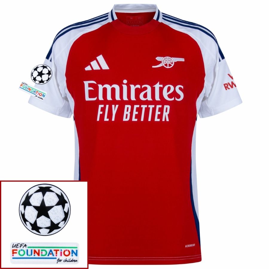 Arsenal Ødegaard 8 Home Fan Jersey 2024/25 Patches UCL UEFA Foundation (Official Printing)