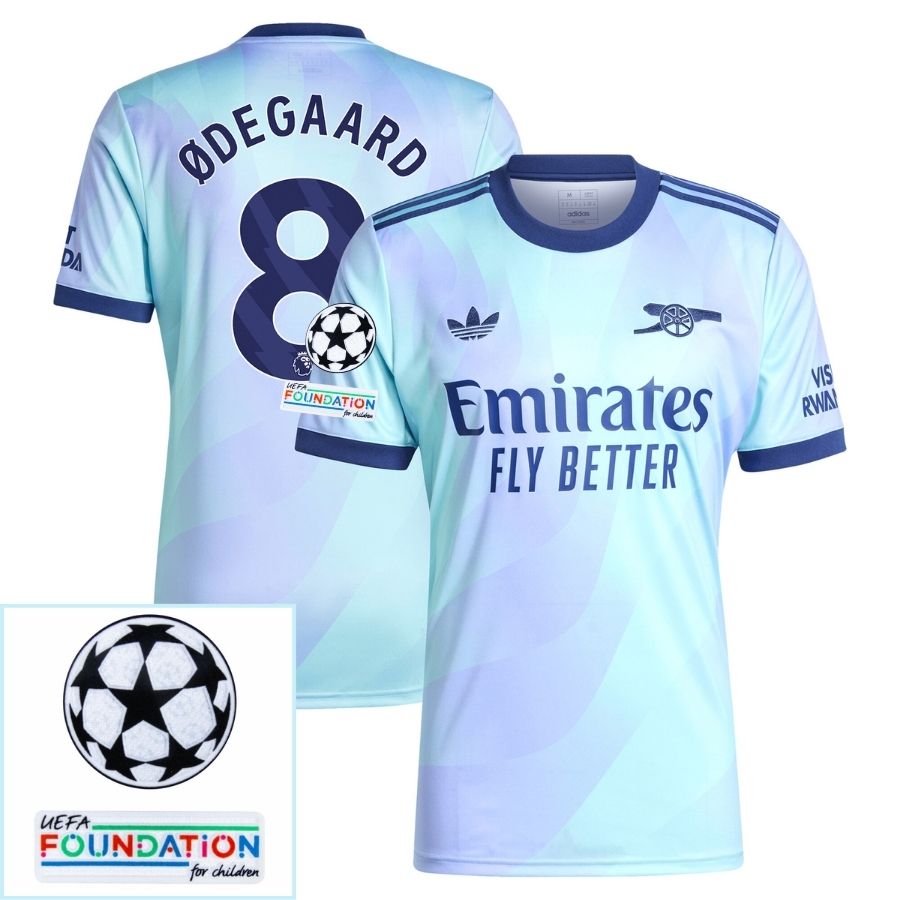 Arsenal Third Fan Jersey 2024/25 Patches UCL UEFA Foundation (Official Printing)