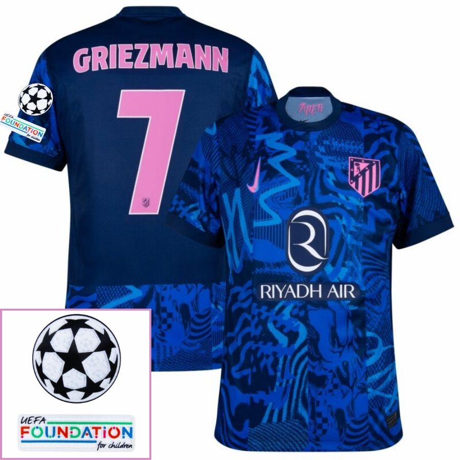 Atlético Madrid Third Fan Jersey 2024/25 Patches UCL UEFA Foundation (Official Printing)