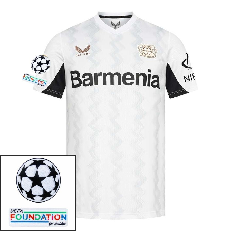 Bayer 04 Leverkusen Away Fan Jersey 2024/25 Patches UCL UEFA Foundation (Official Printing)
