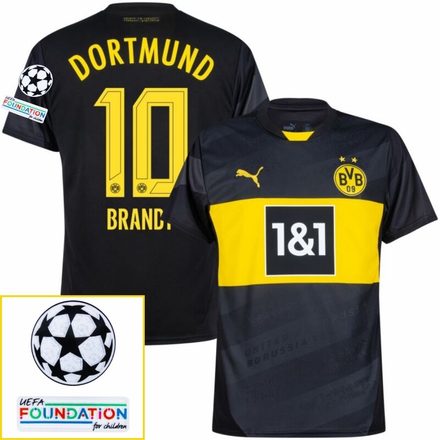 Borussia Dortmund Away 2024/25 Patches UCL UEFA Foundation (Official Printing)