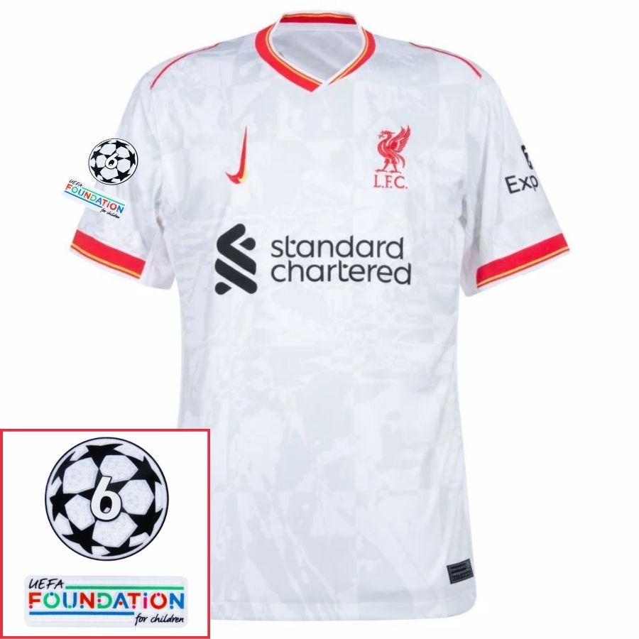 Liverpool Mohamed Salah 11 Away 2024/25 Patches UCL UEFA Foundation (Official Printing)