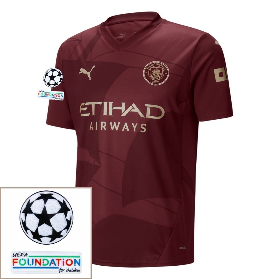 Manchester City Third 2024/25 Patches UCL UEFA Foundation (Official Printing)