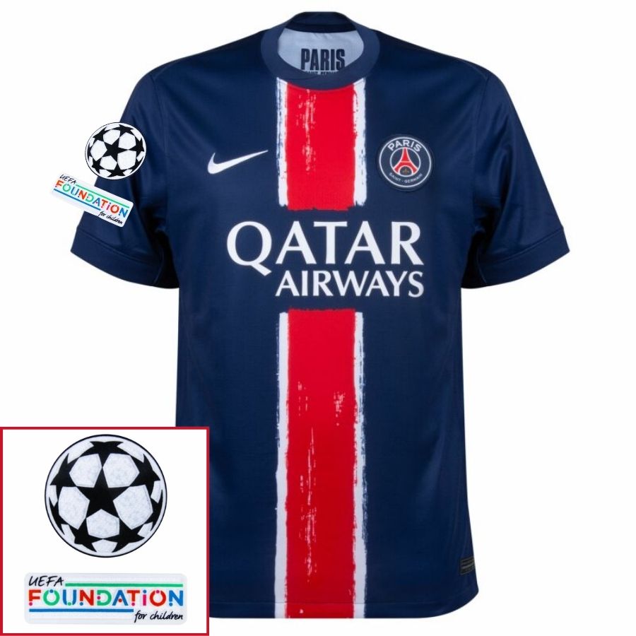 Paris Saint-Germain Fan Jersey Home 2024/25 Patches UCL UEFA Foundation (Official Printing)