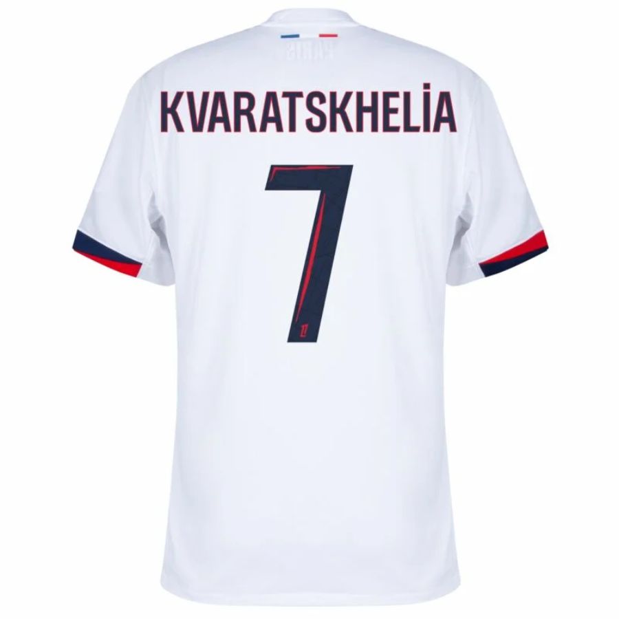 Paris Saint-Germain Kvaratskhelia 7 Fan Jersey Away 2024/25 Patches UCL UEFA Foundation (Official Printing)