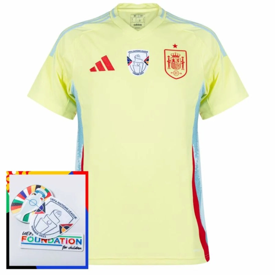Spain Away Fan Jersey 2025/26 Euro 2024 & Foundation Tournament Patches (Official Printing)