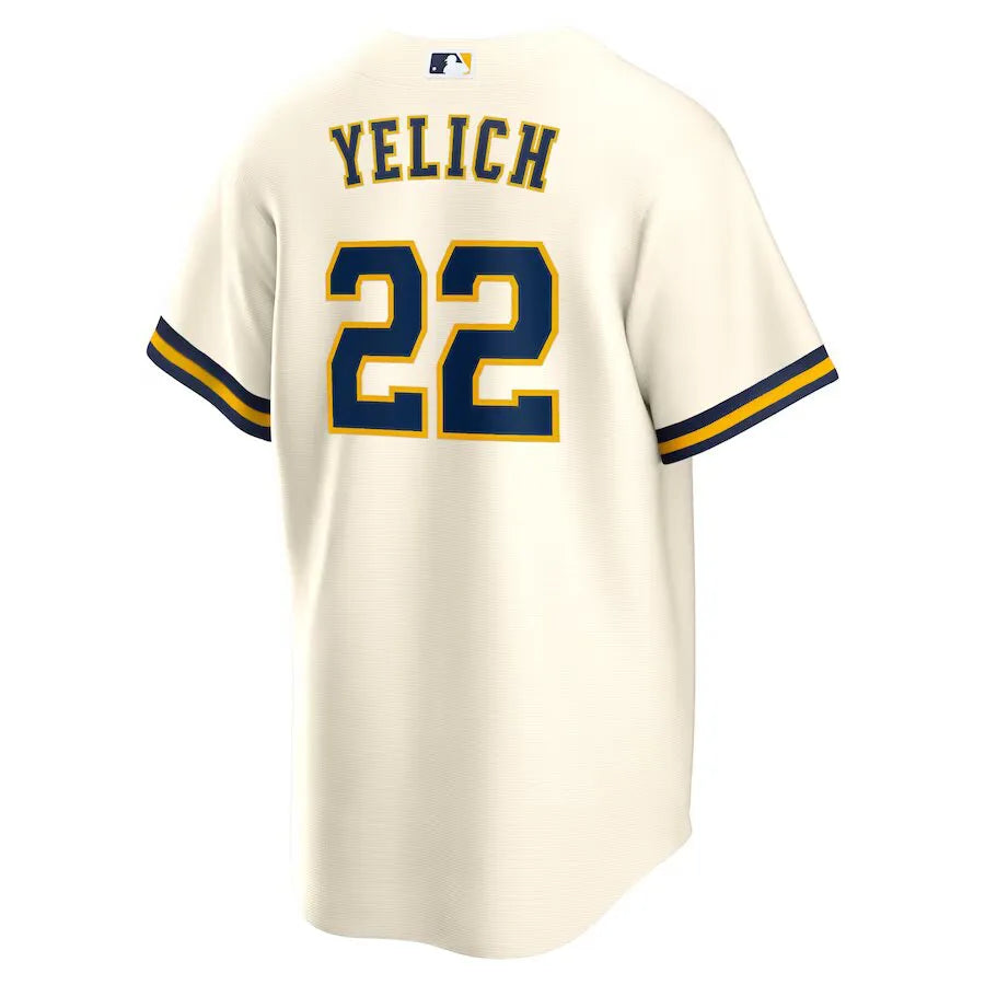 Jersey MLB Milwaukee Brewers Nike Home Torcedor Masculina Bege Christian Yelich 22