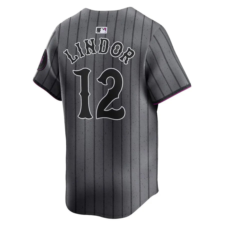 Jersey MLB New York Mets Nike Graphite Torcedor Masculina Francisco Lindor 12 Grafite