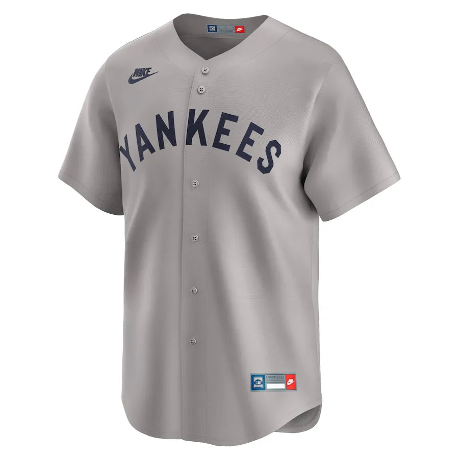 Jersey MLB New York Yankees Nike Away Throwback Cooperstown Collection Limited Torcedor Masculina Cinza Babe Ruth 3
