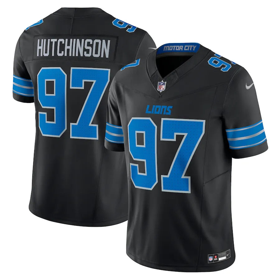 NFL Detroit Lions II Black Aidan Hutchinson 97 Alternate Vapor Masculina Preta