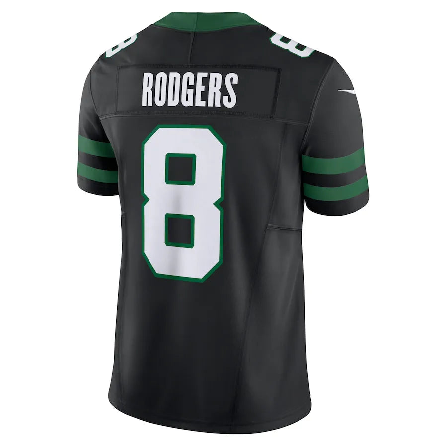 NFL New York Jets Black Aaron Rodgers 8 Legacy Jersey Preta