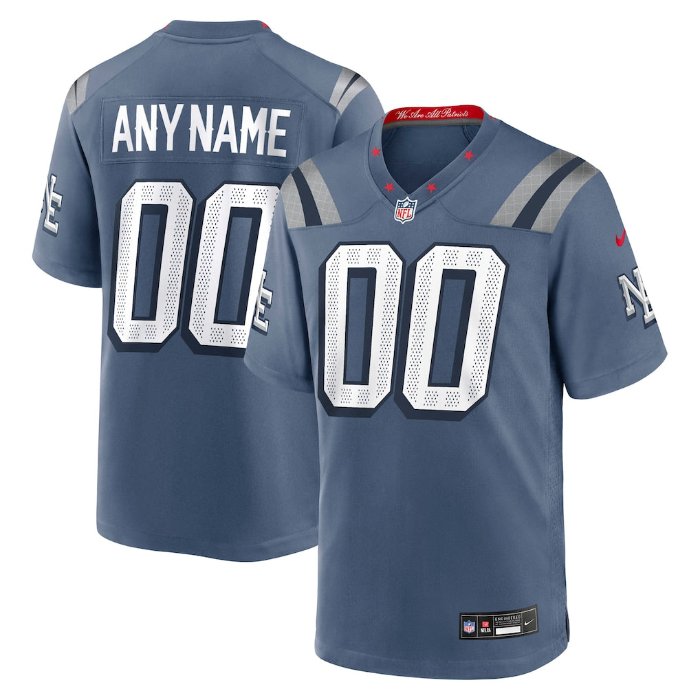 New England Patriots Nike 2025 Rivalries Collection Custom Game Jersey - Storm Blue