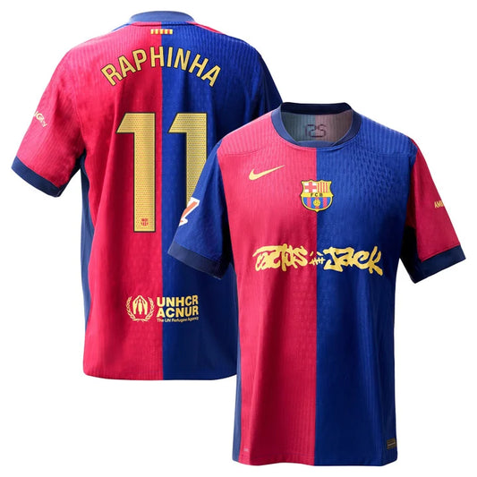 Barcelona Travis Scott Home Fan Jersey 2025/26 Spotify #11 Raphinha
