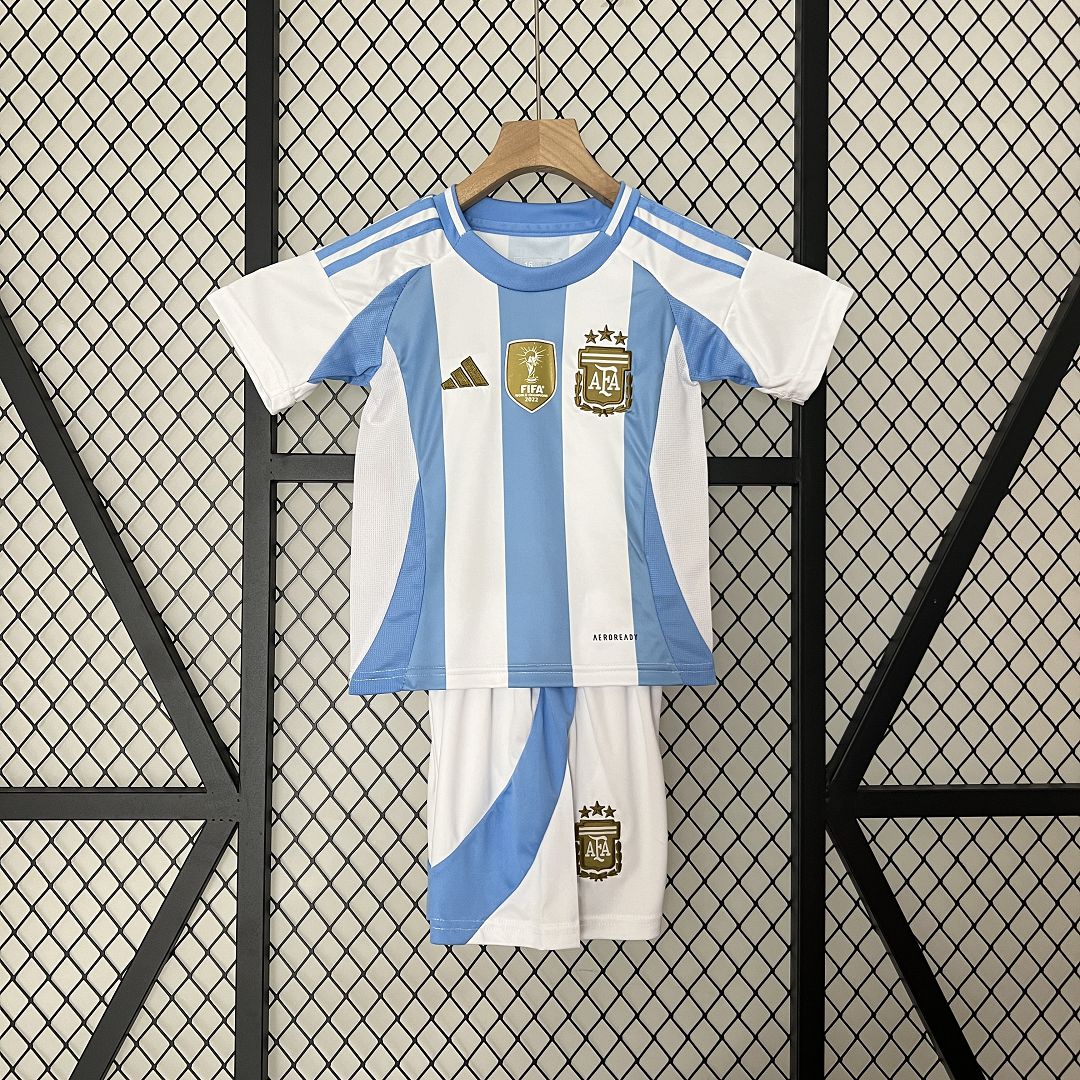 Argentina Home Kids Kit 2024 - Patch Fifa World Champions 2022