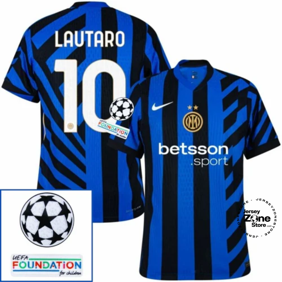 Inter Milan Lautaro 10 Home 2024/25 Patches UCL UEFA Foundation (Official Printing)