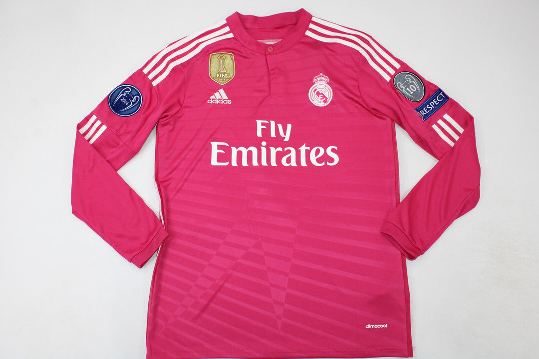 Real Madrid 2014/15 Pink Jersey Long Sleeve Retro - Patch Champions