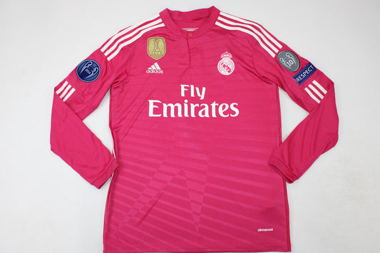 Real Madrid 2014/15 Pink Jersey Long Sleeve Retro - Patch Champions