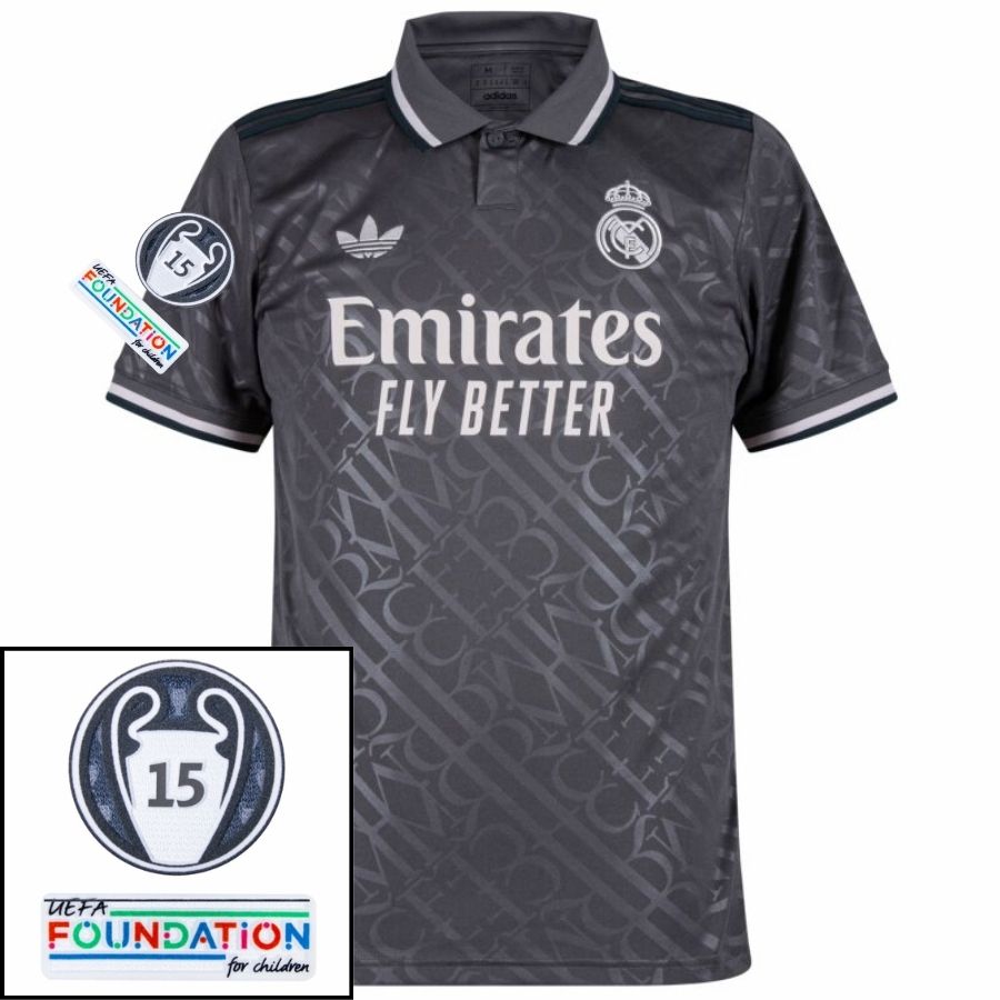 Real Madrid Modric 10 Third Fan Jersey 2024/25 Patches UCL UEFA Foundation (Official Printing)