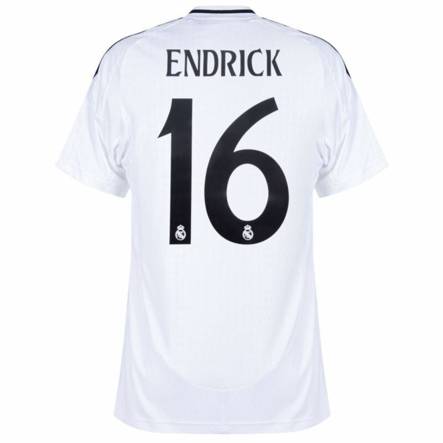 Real Madrid Endrick 16 Home Fan Jersey 2024/25 Patches UCL UEFA Foundation (Official Printing)