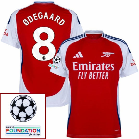 Arsenal Ødegaard 8 Home Fan Jersey 2024/25 Patches UCL UEFA Foundation (Official Printing)