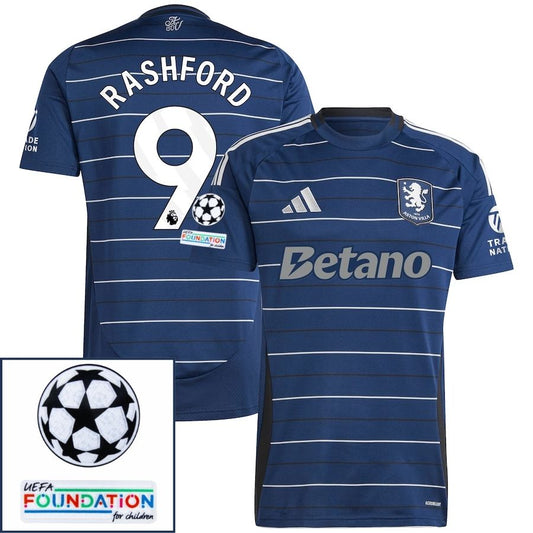 Aston Villa Rashford 9 Third Fan Jersey 2024/25 Patches UCL UEFA Foundation (Official Printing)