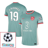 Atlético Madrid Julián Alvarez 19 Away Fan Jersey 2024/25 Patches UCL UEFA Foundation (Official Printing)