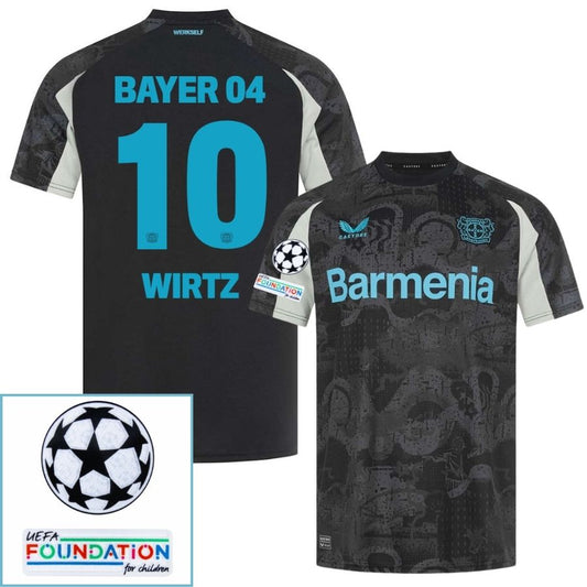 Bayer 04 Leverkusen Wirtz 10 Third Fan Jersey 2024/25 Patches UCL UEFA Foundation (Official Printing)