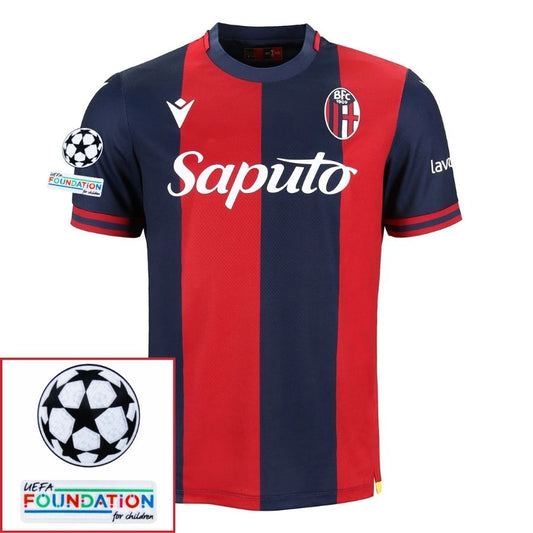 Bologna Home Fan Jersey 2024/25 Patches UCL UEFA Foundation (Official Printing)