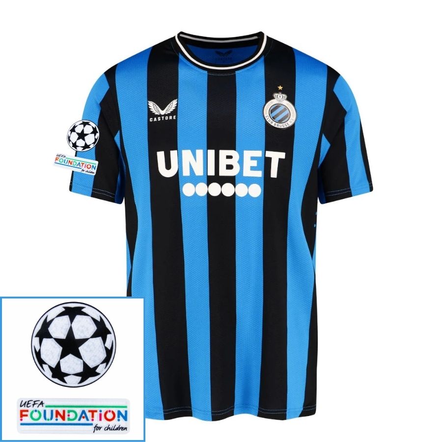 Club Brugge Home 2024/25 Patches UCL UEFA Foundation (Official Printing)