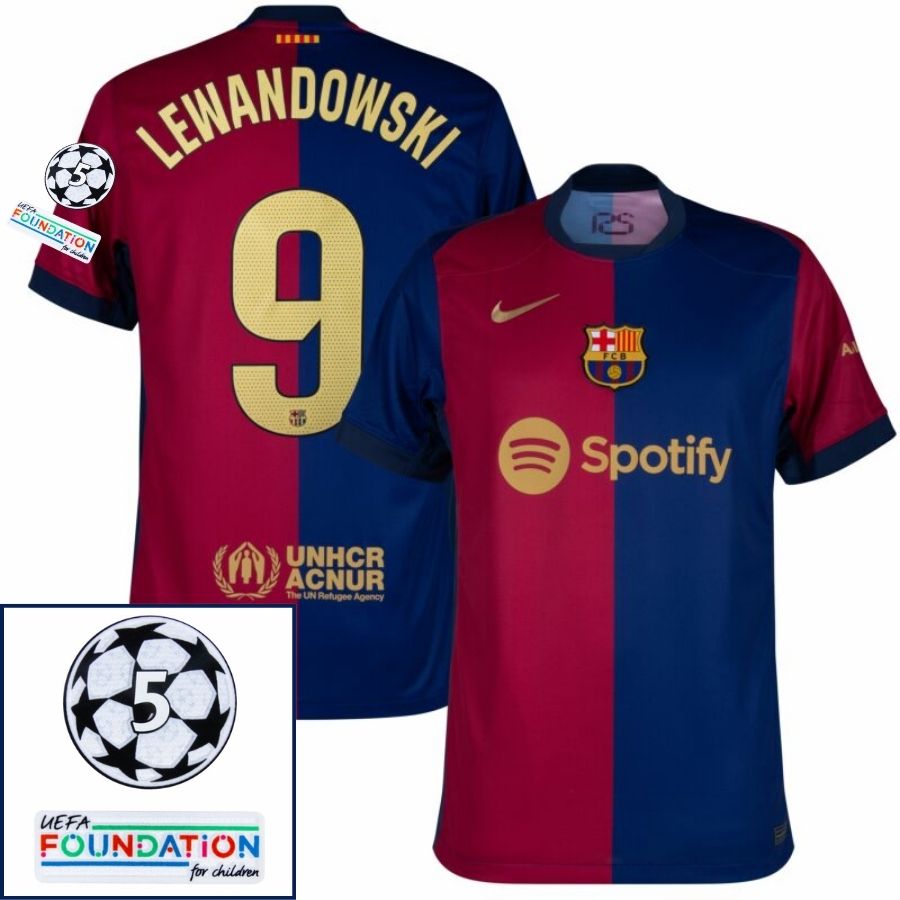Barcelona Home 2024/25 Patches UCL UEFA Foundation (Official Printing)