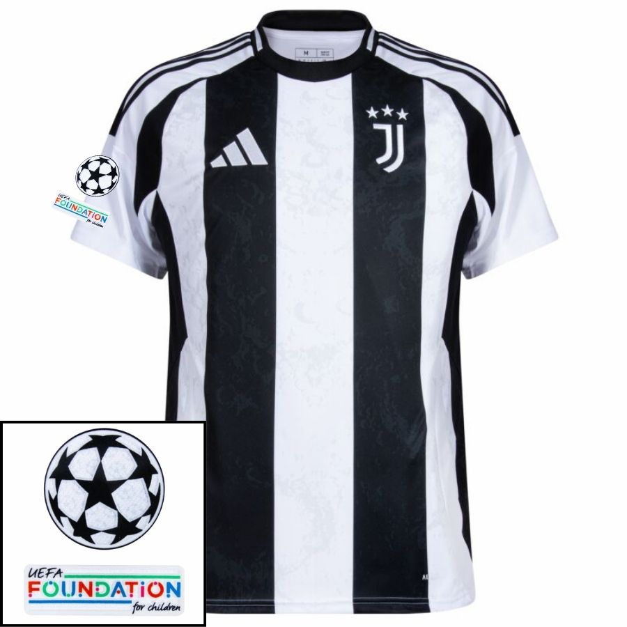 Juventus Yldiz 10 Home 2024/25 Patches UCL UEFA Foundation (Official Printing)