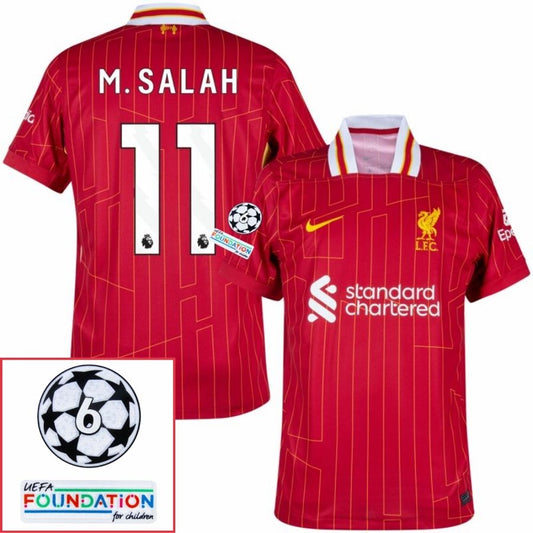 Liverpool Mohamed Salah 11 Home 2024/25 Patches UCL UEFA Foundation (Official Printing)