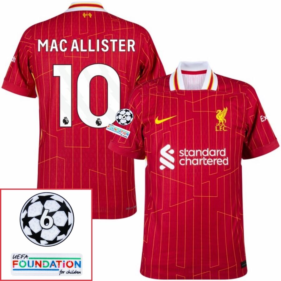 Liverpool Home 2024/25 Patches UCL UEFA Foundation (Official Printing)