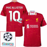 Liverpool Mac Allister 10 Home 2024/25 Patches UCL UEFA Foundation (Official Printing)