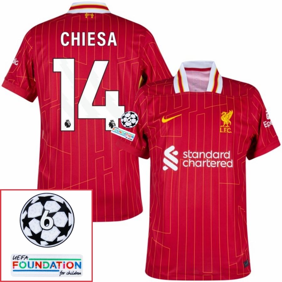 Liverpool Home 2024/25 Patches UCL UEFA Foundation (Official Printing)