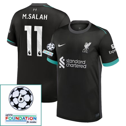 Liverpool Mohamed Salah 11 Away 2024/25 Patches UCL UEFA Foundation (Official Printing)