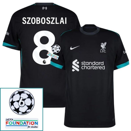 Liverpool Szoboszlai 8 Away 2024/25 Patches UCL UEFA Foundation (Official Printing)