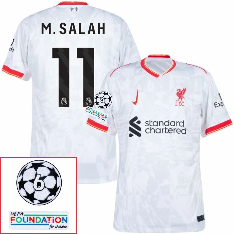 Liverpool Mohamed Salah 11 Away 2024/25 Patches UCL UEFA Foundation (Official Printing)