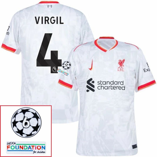 Liverpool Virgil 4 Away 2024/25 Patches UCL UEFA Foundation (Official Printing)