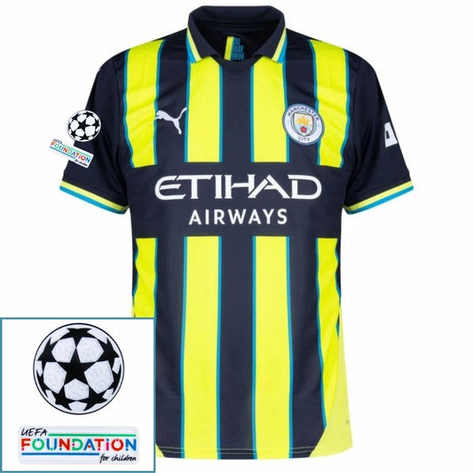 Manchester City Away 2024/25 Patches UCL UEFA Foundation (Official Printing)