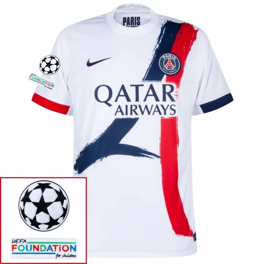 Paris Saint-Germain Fan Jersey Away 2024/25 Patches UCL UEFA Foundation (Official Printing)