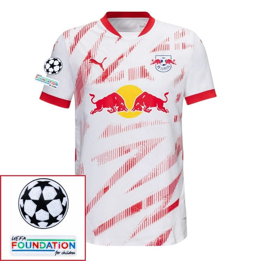 RB Leipzig Fan Jersey Home 2024/25 Patches UCL UEFA Foundation (Official Printing)