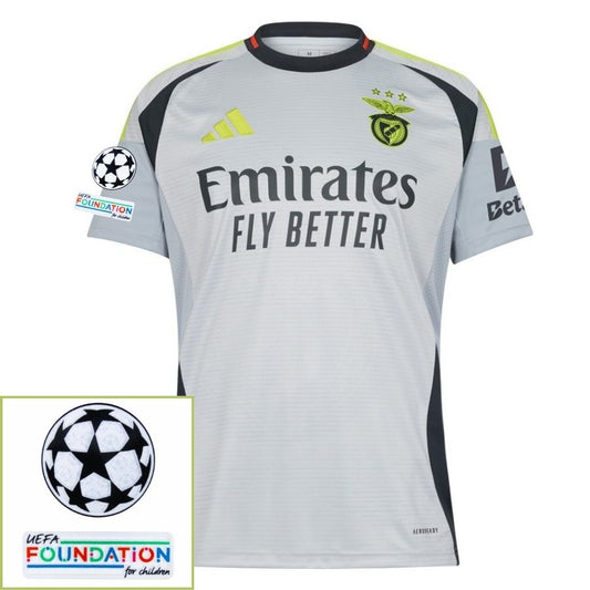 Benfica Third Fan Jersey 2024/25 Patches UCL UEFA Foundation (Official Printing)