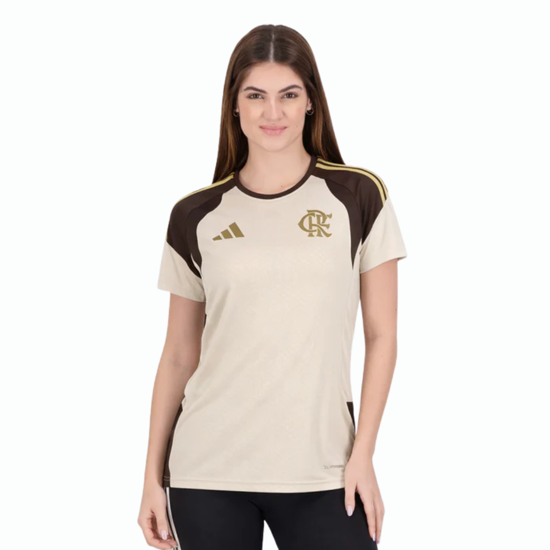 Camisa Flamengo Treino 2026 Feminina Bege - Fan Version
