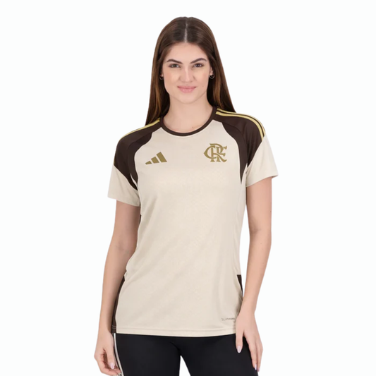 Camisa Flamengo Treino 2026 Feminina Bege - Fan Version