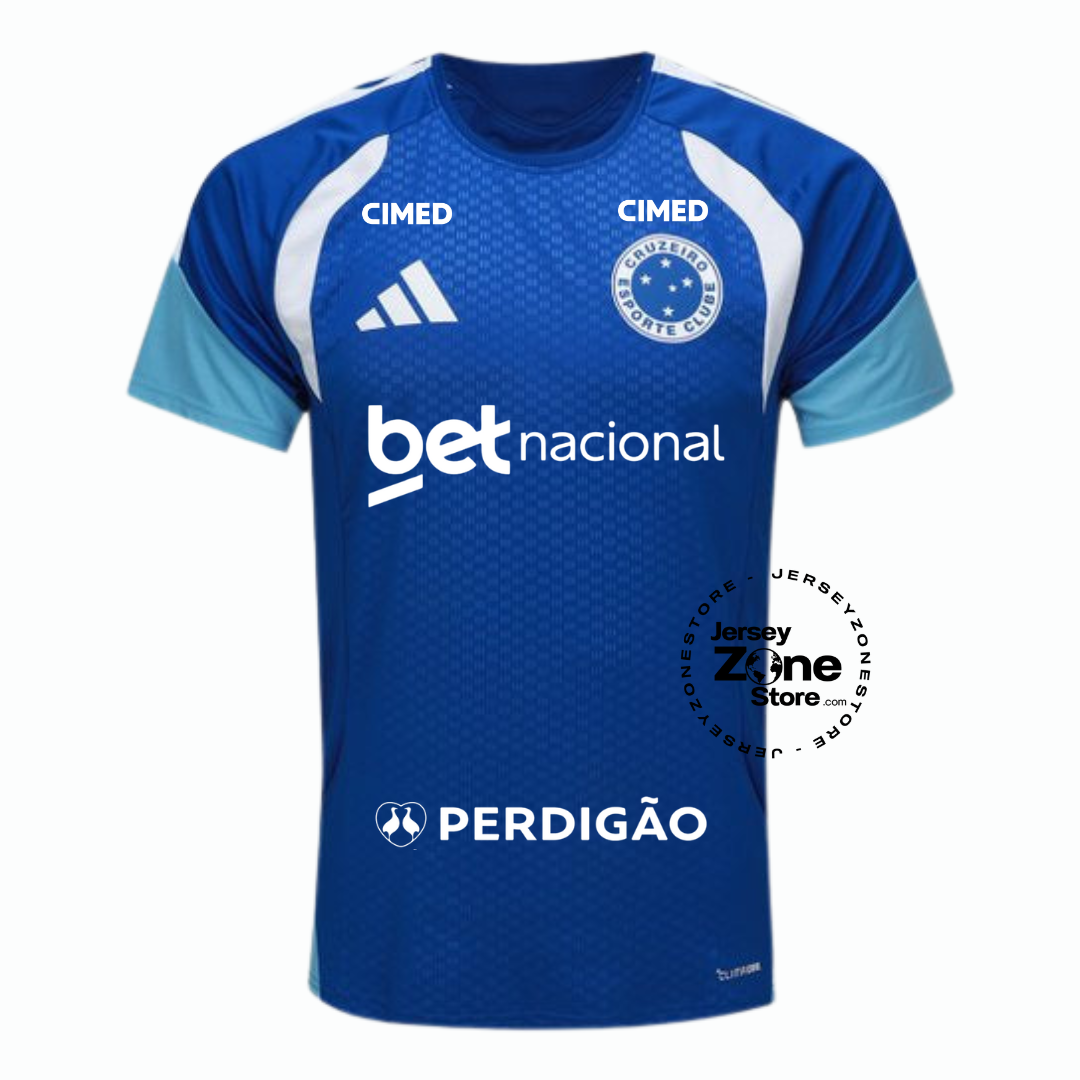 Camisa Adidas Cruzeiro Treino Atleta 2026 - com Patrocínios