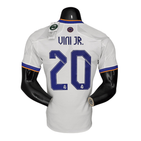 Real Madrid Home Authentic Player 2021/22 Vini JR. 20 FIFA WCC Patch UCL UEFA Foundation Patches - Slim Fit