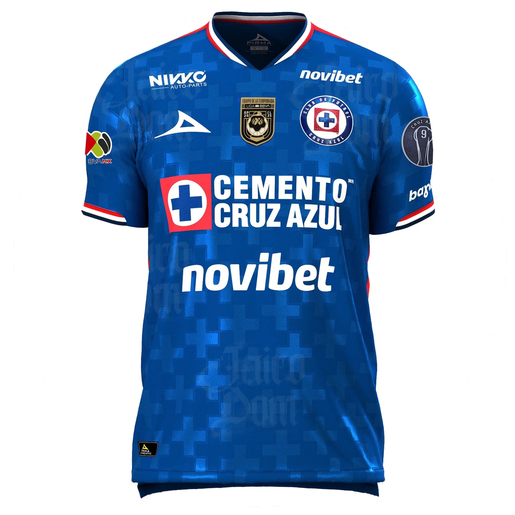 Cruz Azul Home Fan Jersey 2025/26 w/ Champions 9 + BBVA 25/26