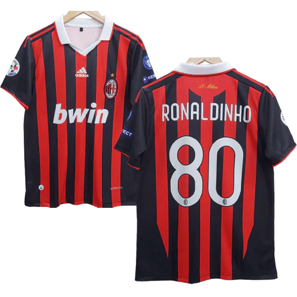 AC Milan Ronaldinho Embroidery Retrô Jersey - Collection